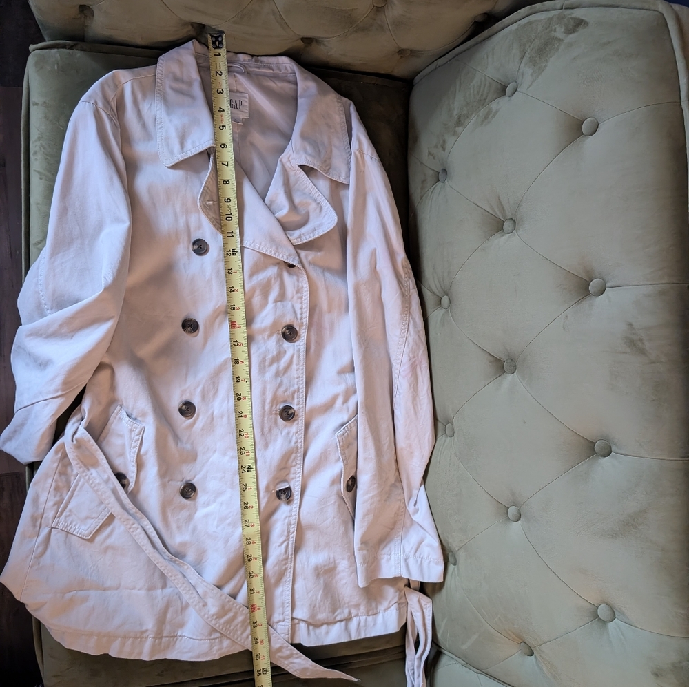GAP Cream Double-Breasted Trench Coat